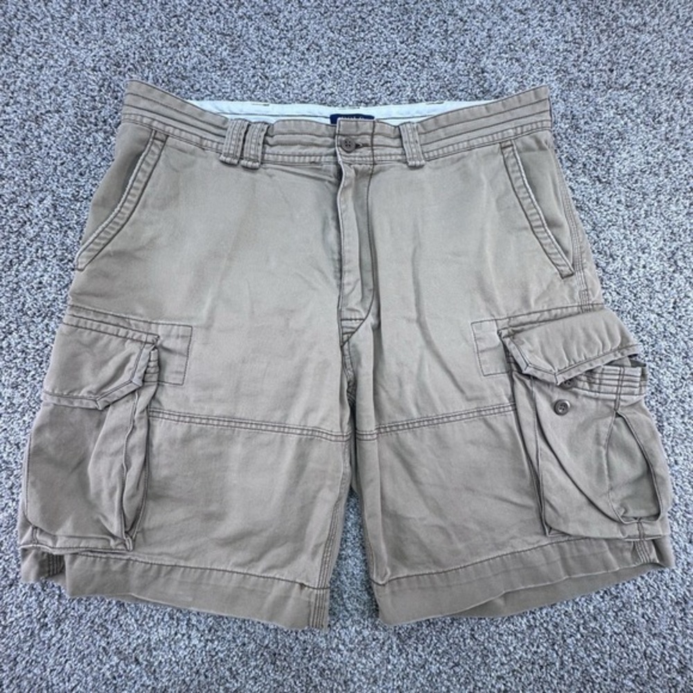 Vtg Polo Ralph Lauren Cargo Shorts Mens 36 Tan Ripstop Khaki Chino Pockets